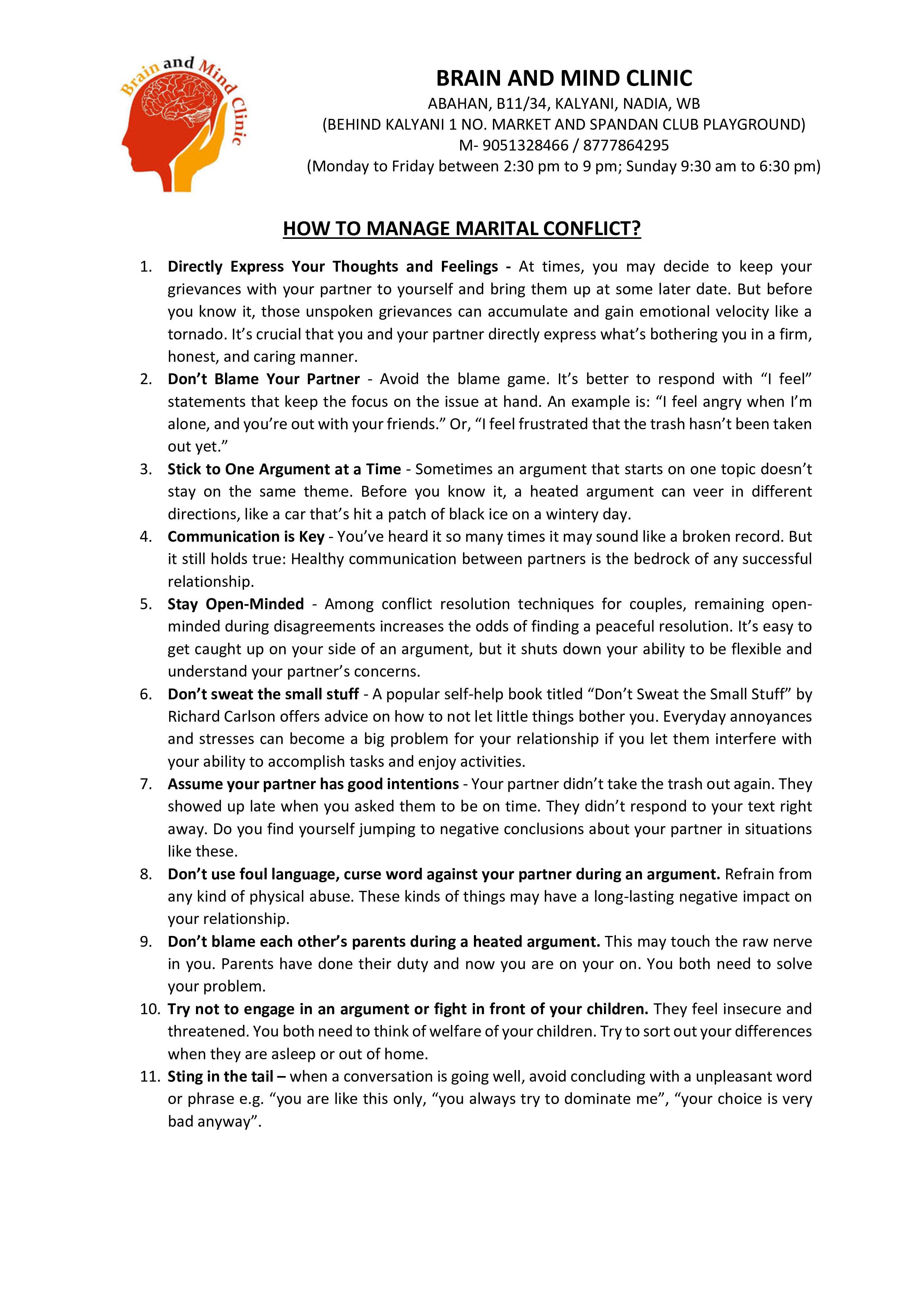 How to manage marital conflict?