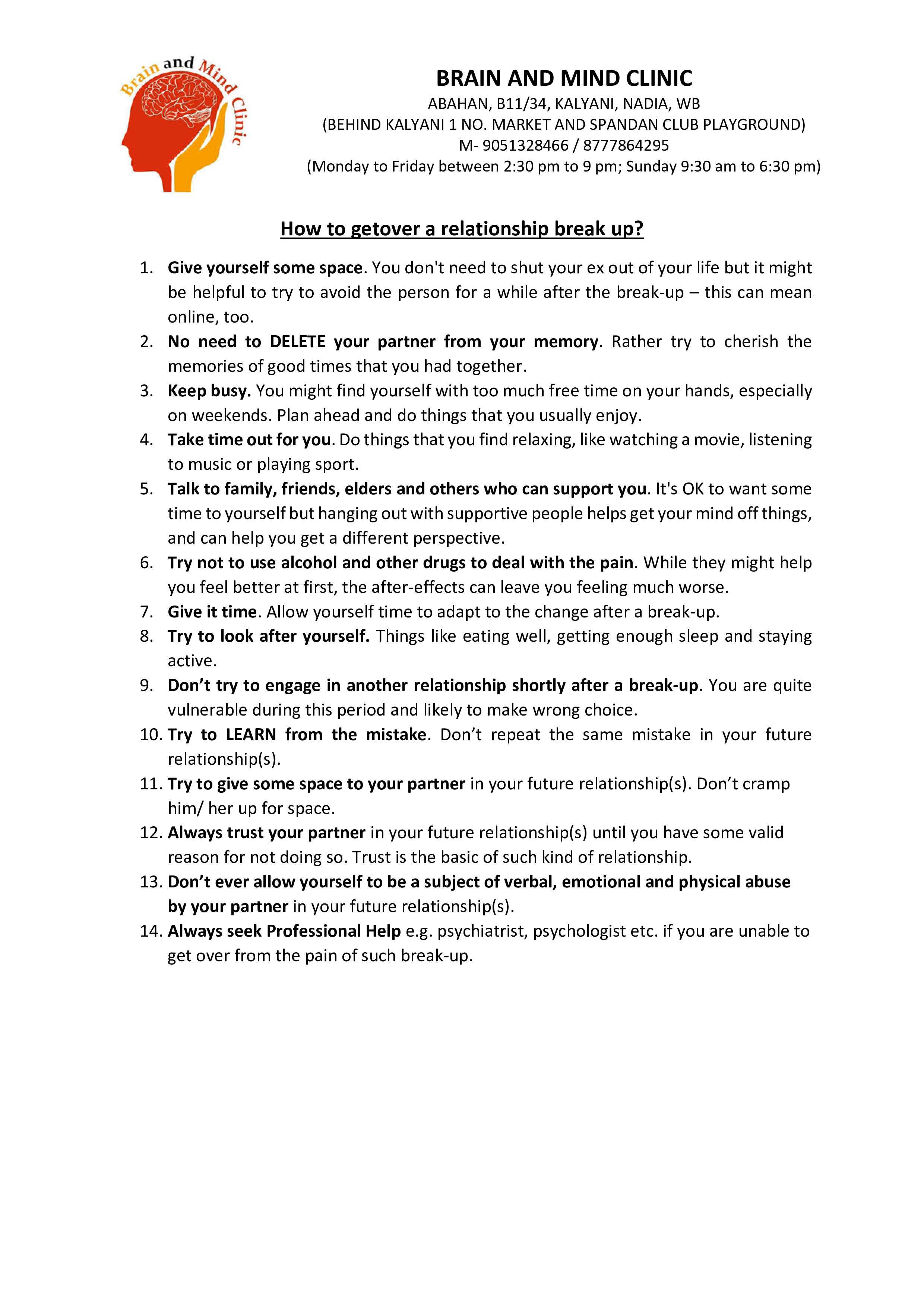 How to get over from relationship breakup 